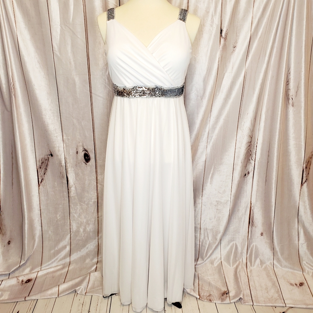 IGIGI White Sequined Empire Wedding Dress 18/20